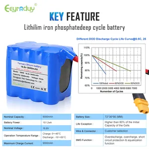 Bateria de lítio NCM para bicicleta elétrica, scooter, 16.8V, 18650mAh, capacidade de tensão personalizada, 9000mah