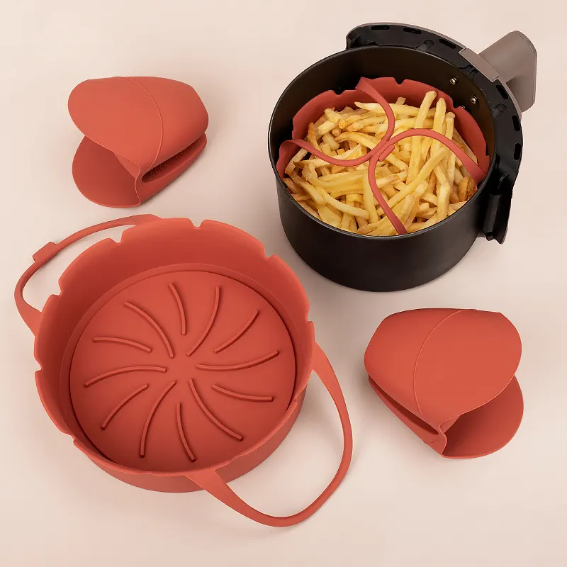Reusable Air Fryer Liners Hot Air Fryer Accessories Set Silicone Air Fryer Basket with Hand Clips