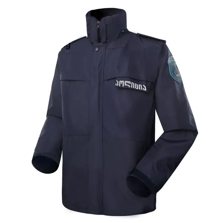 Georgia segurança policial azul marinho jaqueta blusão gola com forro de algodão acolchoado