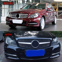 Grille de calandre en plastique ABS effet diamant pour Mercedes Classe C W204 (2008-2014) – Neuf – Accessoire avant pour voiture – Offre Spéciale