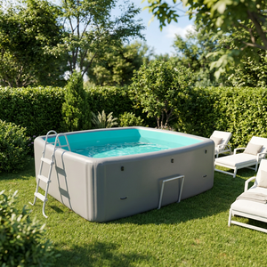 Piscine gonflable carrée haute pression pour extérieur, pliable, facile à ranger, structure rigide, pour jeux aquatiques estivaux à domicile - Product Image 3