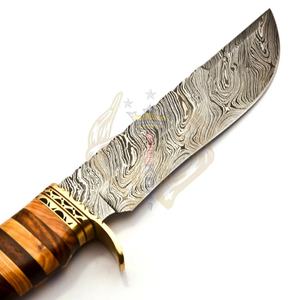 มีดเหล็กดามัสกัสแบบยึดได้สวยงามเครื่องมือตั้งแคมป์ไม้ทองเหลืองยามสำหรับใช้งานในอุตสาหกรรม - Product Image 4