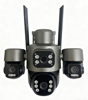 Caméra solaire AOV V760 4 objectifs 8MP 4G, zoom numérique 12X, détection humanoïde par IA, enregistrement 24h/24 et 7j/7, caméra de sécurité extérieure HE