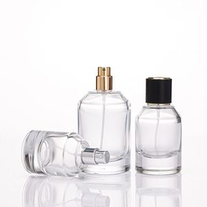 15ml 30ml 60ml 100ml 200ml Transparent Cylinder Oblique Shoulder <b>Perfume</b> Glass <b>Spray</b> <b>Bottle</b> Golden Black Sprayer Screen Printed - Product Image 2