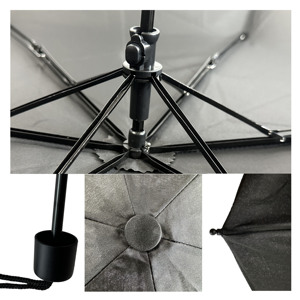 Parapluie manuel pliant en trois sections, 8 baleines, résistant au vent, en tissu 190T, au design classique, idéal pour les cadeaux d'affaires et les voyages - Product Image 6