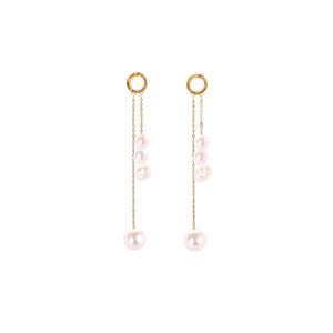 Pendientes de Moda con Cadena de Perlas y Baño de Oro PVD en Acero Inoxidable 316L, Joyería para Mujer - Product Image 2