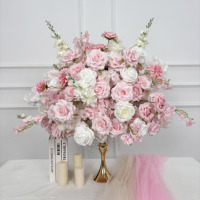Rose artificielle en soie luxueuse orange dorée et rouge, 60 cm, grande boule de fleurs artificielles pour la décoration d'hôtel, événement de la Saint-Valentin