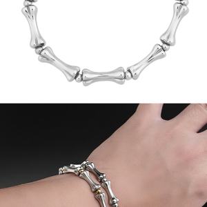 Cadena de mano de acero inoxidable y titanio, acabado mate y pulido, con diseño de hueso de calavera entrelazado, para pulseras y brazaletes de moda - Product Image 6