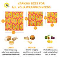 Envoltorio de Cera de Abeja LFGB Seguro para Alimentos, Mezcla de Aceite Vegetal Natural, Lavable, Reutilizable, Biodegradable, Paño para Envolver Alimentos