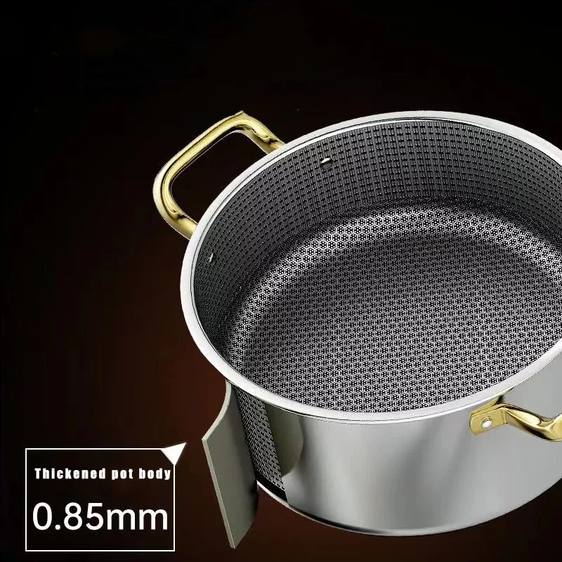 304 Stainless Steel Soup Pot Non-Stick Honeycomb Lid Modern for Household Use for Induction Cooker Gas Stove Universal Frying · image 3