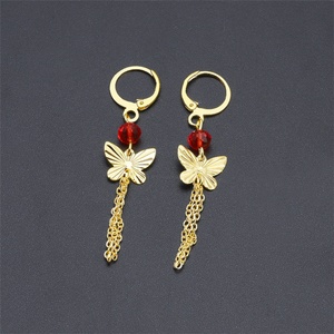 Boucles d'oreilles pendantes papillon en zircon cubique plaqué or 24 carats, design tendance à prix bas, fourniture directe Jxx - Product Image 3