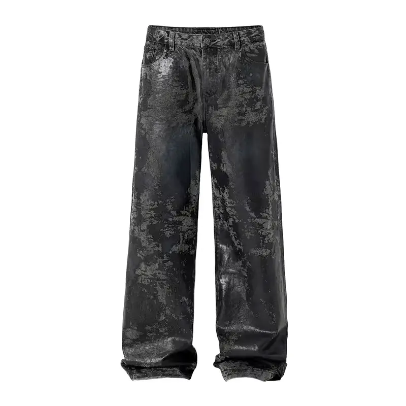 Großhandel benutzer definierte amerikanische Vintage Pinsel Wachs Krawatte Dye Wash Jeans Männer gerades Bein lose lässig High Street Hip Hop Hosen Männer