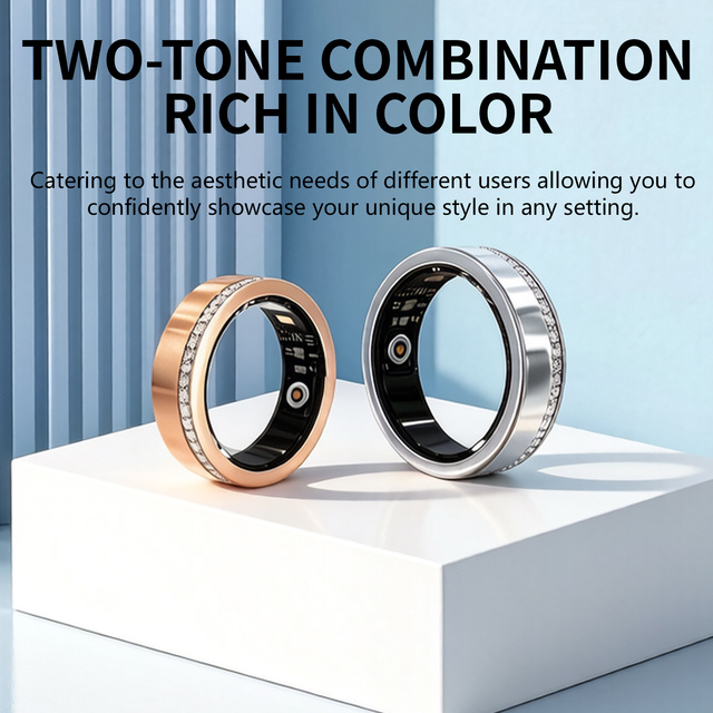 Men's Smart Steel Fitness Ring Waterproof Thin Health Tracker with App Control Android Operated Alloy Case