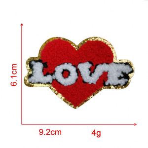 New Hot Colorful Big Size Iron on Chenille Embroidered Gold Heart love Mama Patch for T-shirt Hoodies - Product Image 2