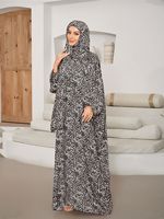 Robe Abaya de Prière à Capuche pour Femme Musulmane Arabe Burqa Imprimé Floral Tenue Pudique Musulmane Hijab Abayas Burqas