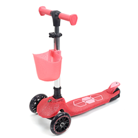 (Non destiné à la vente au détail) Trottinette pour enfants avec panier, roues lumineuses LED, plateau lumineux, pas besoin de batterie