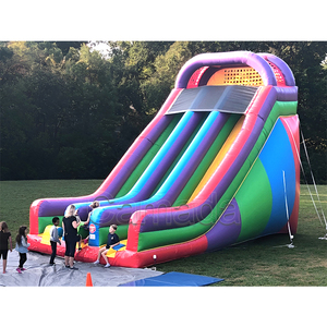 Büyük Uzun Renkli Şişme Kuru Kaydırak Kırmızı Gökkuşağı Hava Zıplama Kuru Çift Kulvarlı Kaydırak Parklar İçin Ticari Kullanımlı Zıplayan Kaydırak - Product Image 4