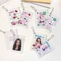 Pochette transparente personnalisée en gros avec fermeture éclair, sac à collation mignon Kawaii, porte-cartes photo aléatoire pour badges, rangement de cartes à collectionner