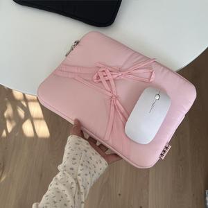 Coréen <span class=keywords><strong>INS</strong></span> Ballet Style Élégant Mignon Y2K Fille pour Rose Bowknot Puffy Ordinateur Portable Manches Grande Fermeture Éclair En Gros Portable De Protection <span class=keywords><strong>Ta</strong></span> - Product Image 5