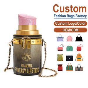 Versatile Mini Chain Crossbody Bag Cylinder Shape PU Leather With Rhinestone Details - Product Image 1