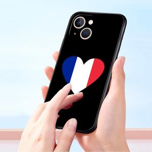 <span class=keywords><strong>Coque</strong></span> de téléphone de luxe drapeau français pour <span class=keywords><strong>iPhone</strong></span> 13 15 14 12 Mini 11 16 Pro MAX XR X SE XS 7 8 Plus Housse de protection en silicone noir - Product Image 5