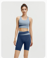 Prix usine chinoise Colorblock costume de sport décontracté respirant Fitness costume haute élastique nu Yoga costume pour les femmes