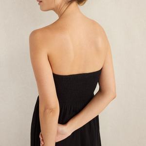 Vestido de Lino y Algodón a la Moda, Casual, con Estampado Fruncido, Sin Mangas, Maxi, para Vacaciones de Verano - Product Image 3