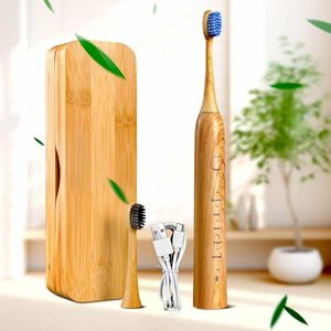 Custom 5 modalità di pulizia regolabile sonic elettrico bambù morbido setole <span class=keywords><strong>spazzolino</strong></span> da denti con custodia da viaggio - Product Image 1