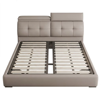 Lit de Luxe Moderne et Ergonomique avec Tête de Lit Double Section en Cuir Nappa, Cadre de Lit Queen Size avec Rangement – Vente Directe Usine