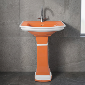 Modern Parrot Green Ceramic Pedestal Wash Basin Lavabo Sink For Hospital Home Commercial Bathroom Use - Product Image 5