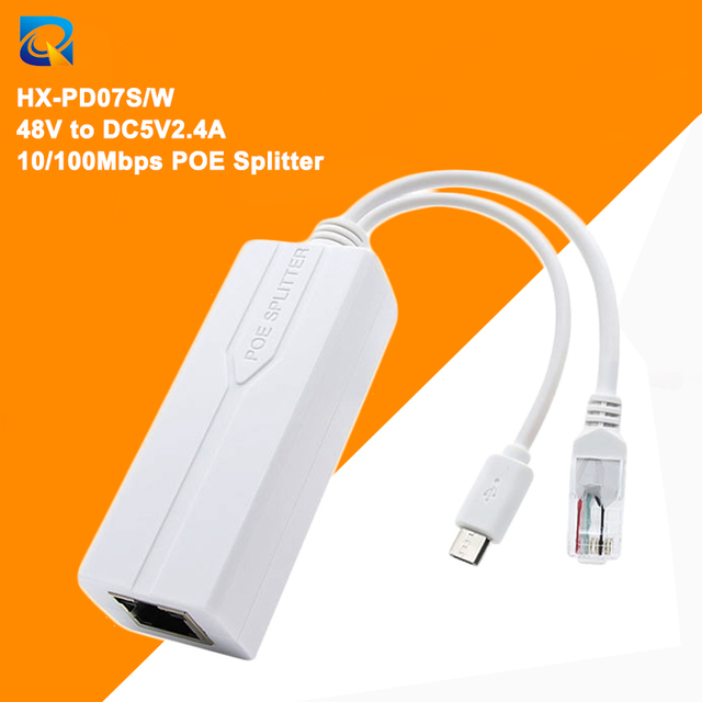 Isolated Power Over Ethernet Micro USB RJ45 48V 5V 2.4A 802.3at Ethernet Separator Adapter Non-POE Camera for Monitor Type