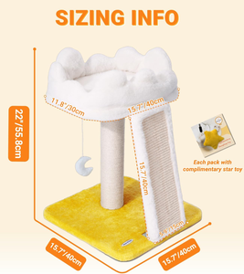 <b>Cat</b> Tree, Cloud <b>Cat</b> <b>Tower</b> with Soft Bed, <b>Cat</b> <b>Scratching</b> Post & Pad with Larger Perch for Window Viewing, with Cute Toys - Product Image 6