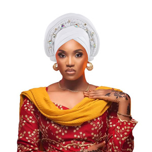 Whosale 2024 yeni varış ASO Oke Headties ile boncuk yüksek kalite nijerya düğün şapka ayarlanabilir müslüman afrika kadın kaput