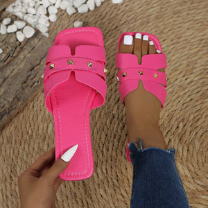 Sandalias de Diseñador para Mujer, Estilo Veraniego y Playero, con Remaches y Tachuelas, de Lujo, Planas, de Marca - Product Image 3