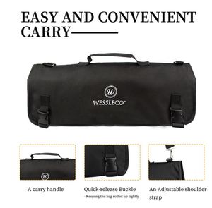 Oxford Cloth Chef Knife <b>Roll</b> <b>Bag</b>, 8-Slot Portable Kitchen <b>Tool</b> Storage Case with Shoulder Strap - Product Image 4
