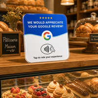 Carte de commentaires Google personnalisée en acrylique OEM avec puce NFC NTAG213 pour restaurant, menu médias sociaux, mini-plaque étanche