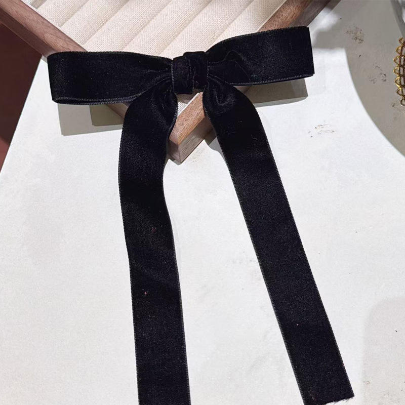 Velvet Ribbon Hair Clip - Black
