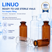 Flacon de peptides LINUO avec bouchon et opercule, flacon stérile tubulaire en verre transparent ambré, verre borosilicate neutre, verre borosilicate à faible teneur en bor, flacon de 3 ml