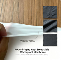 Membrane imperméable respirante anti-âge en PU de 0,015 mm, transmission de vapeur d'eau 3000-10000 g/m²/24h, laminage durable