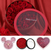 Boîte de rangement motif cœur amour Mickey, boîte à bonbons avec fleur de savon, chocolat Rose, fournitures pour fleuriste, cadeau de mariage ou de saint-valentin