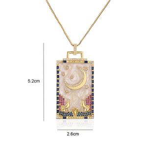 Yeni <span class=keywords><strong>Tarot</strong></span> güneş ay kolye yağlıboya damla yağ kolye gerdanlık Vintage bakır altın kaplama emaye kolye kadın takı - Product Image 6