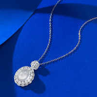 S925 Silber eingelegte Natur schaum Jade High Ice 8*10mm eiförmige Chalkon Anhänger Blumen Design Halskette