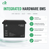 Batterie LiFePO4 LFP CFE-2560 SE 25,6V 100Ah avec BMS IP65, 3000 cycles, pour onduleur Growatt, systèmes solaires hors réseau