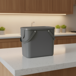 Rotho Waste Container Albula <b>3</b> Pack Gray Plastic <b>Bin</b> With Lid And Handles For Kitchen Use - Product Image 3