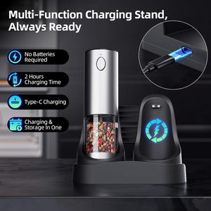 Nouvel ensemble moulin à sel et à poivre électrique automatique rechargeable en acier inoxydable, écologique, compatible lave-vaisselle et alimenté par USB 2025 - Product Image 4