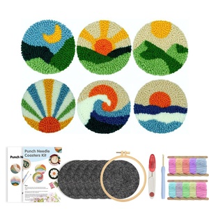 Juego de Posavasos de Algodón Bordados a Mano con Aguja Mágica, Diseño Moderno de Animales, con Base Antideslizante para el Hogar u Oficina - Product Image 2