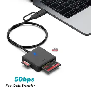 メモリカードリーダー、BENFEI 4 in1 USB USB-C to SD MSCFカードリーダーアダプターiPhone15Proと互換性があります