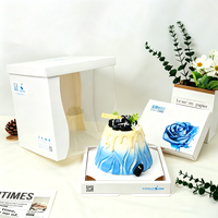 Boîte à gâteau en papier transparent avec poignée de transport, emballage cadeau jetable pour gâteaux d'anniversaire et de mariage