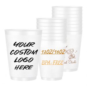 Gobelets en plastique givré personnalisés avec logo, 16 oz/12 oz, gobelets de mariage réutilisables, sans BPA, parfaits pour les activités de fête - Product Image 1