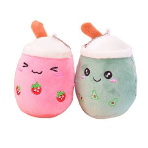 Vente en gros d'usine, porte-clés en peluche super doux de 10 cm, thé au lait aux fruits, boba, doublure en maille pour petit boba, jouet en peluche - Product Image 4